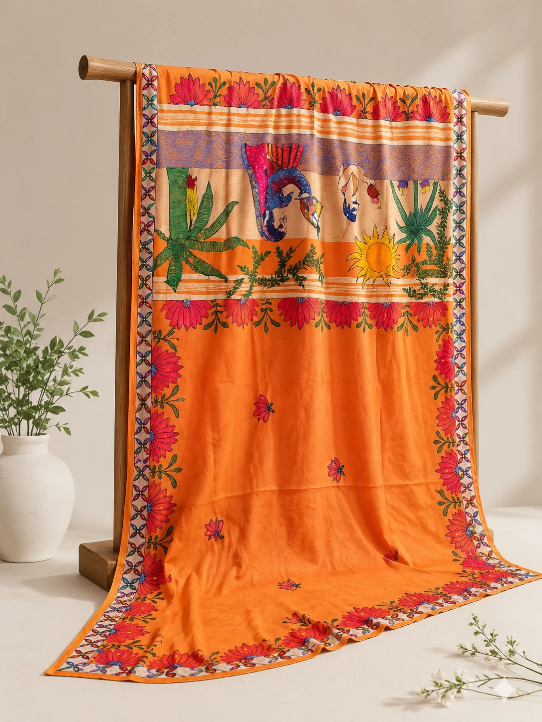 Hand-Painted Mithila Saree